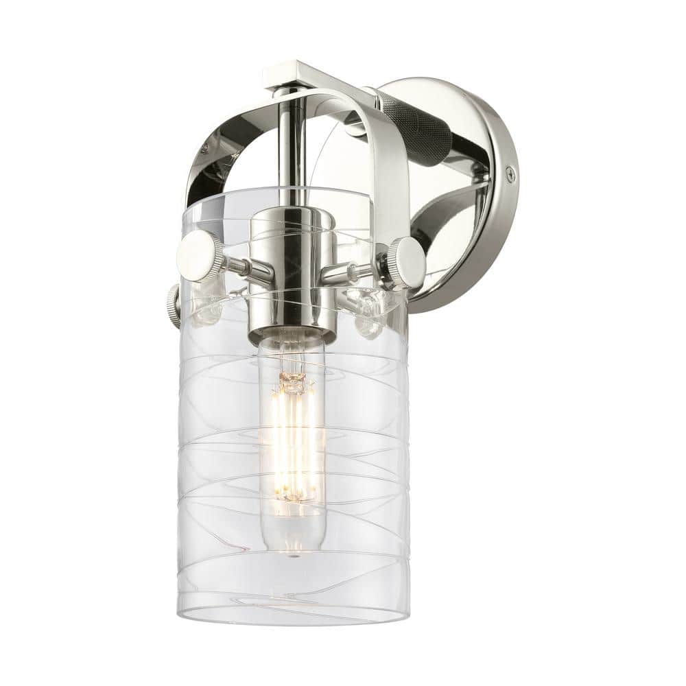 Pilaster II Cylinder 4.5 in. 1-Light Polished Nickel Wall Sconce with Glass Shade price history on PriceWatchPro