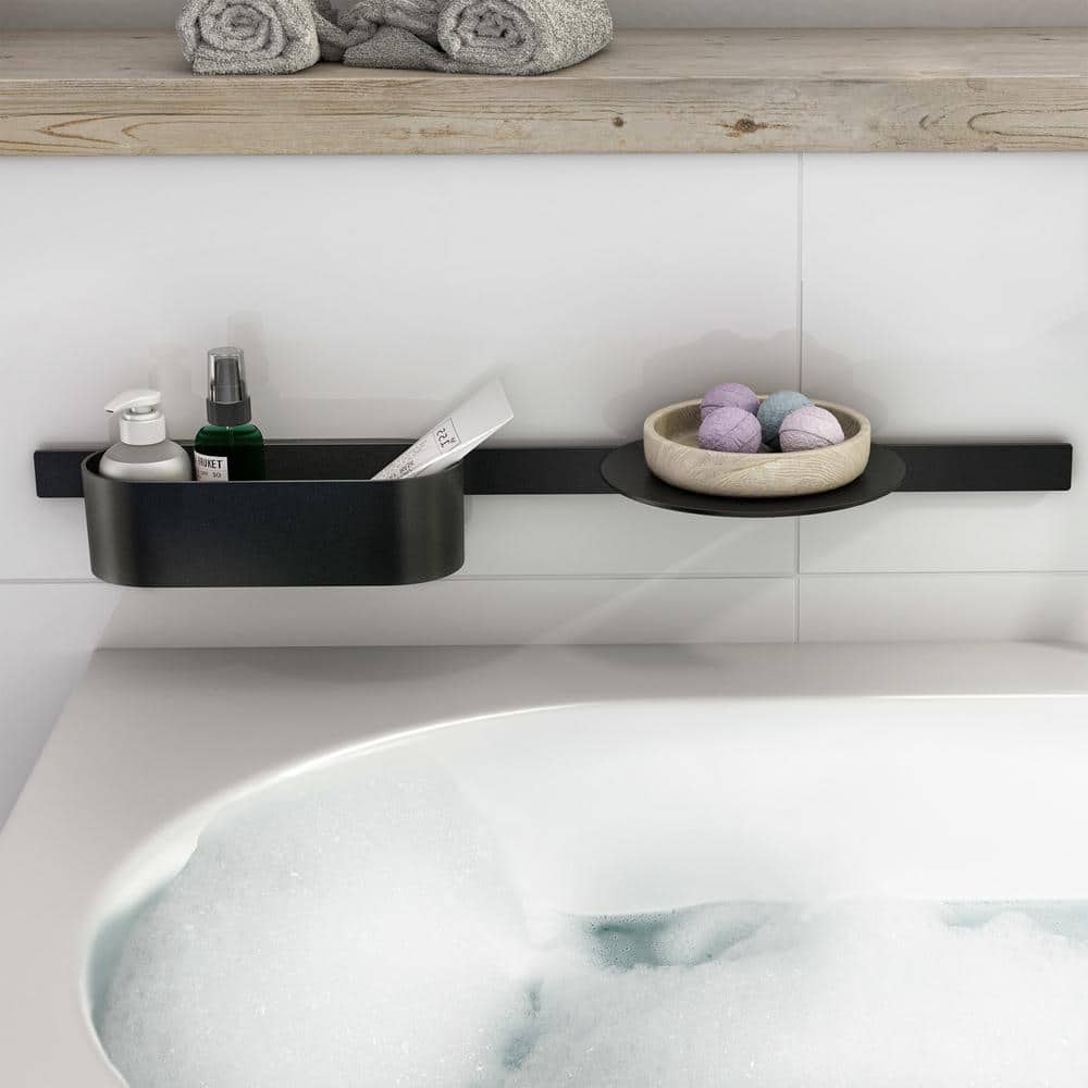 Matte Black Plastic Floating Wall Shelf