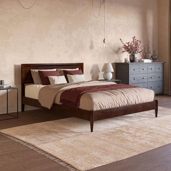 AFI Sophia Walnut Brown Solid Wood Frame Queen Low Profile Platform Bed
