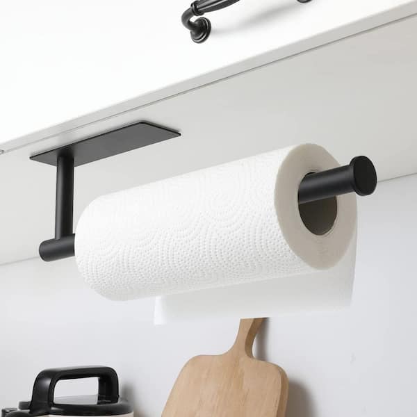 Wall Mount Matte Black Paper Towel Holder Stainless Steel for Kitchen Bathroom Vertical Horizontal Install 1-Piece