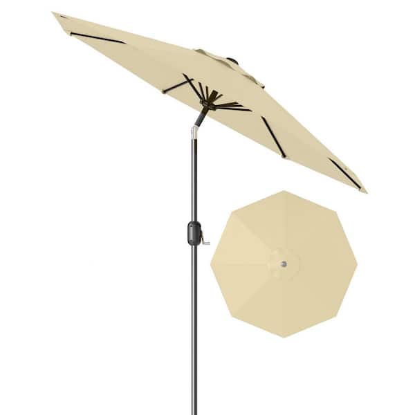 10 ft. Metal Pole Round Market Tilt Patio Umbrella with UV-Resistant Fabric in Beige