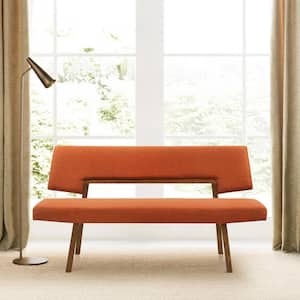 Channell Orange Dining Bench with Back and Fabric Upholstery 63 in. W