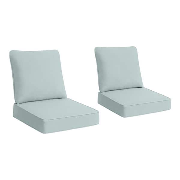 Hampton Bay 24 in. W x 24 in. D Cushionguard Deep Seat Universal Outdoor Cushion in Seabreeze (Set of 2)