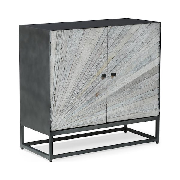 Noble House Forgan Gray and Black 2-Drawer Cabinet