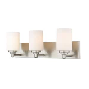 Soledad 23 in. 3-Light Brushed Nickel Vanity-Light with Glass Shade