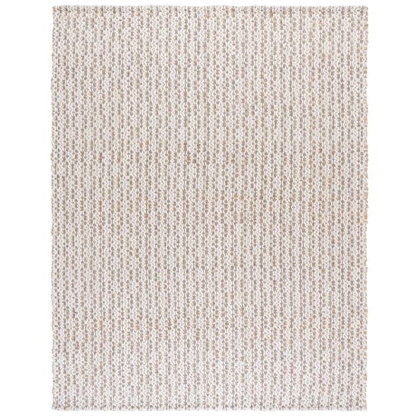 Natural Fiber 8 ft. x 10 ft. Natural/Gray Distressed Striped Abstract Area Rug