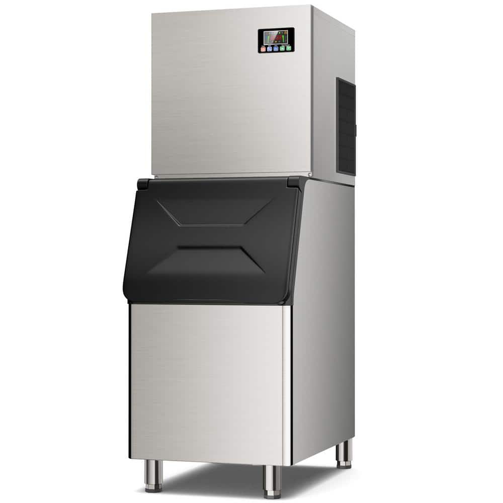 22.83 in. 550 lb. /24H Commercial Freestanding Ice Maker in Silver, Stainless Steel, with 350 lb. Storage Capacity