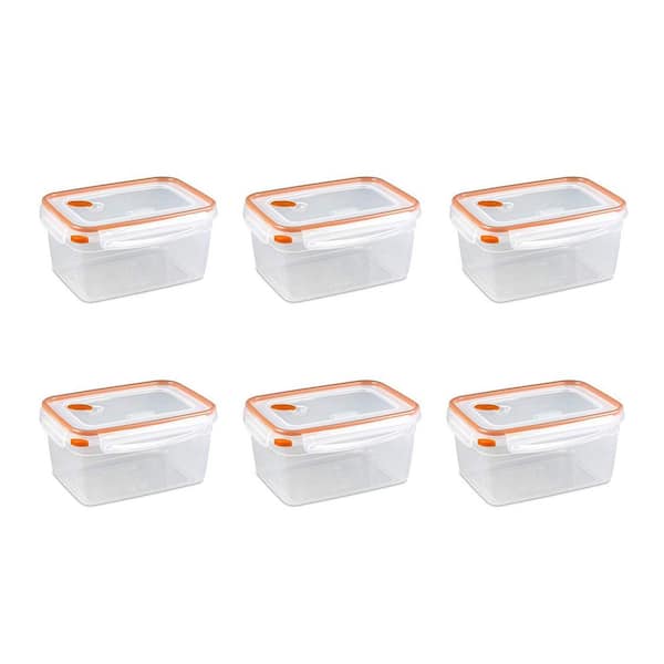 Sterilite 03221106 8.3 Cup Rectangle Ultra-Seal Food Container, Orange (6  Pack)