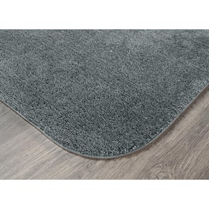 Traditional Dark Gray 4-Piece Washable Bathroom Rug Set