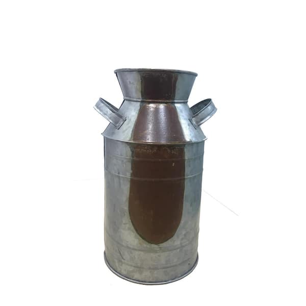 Benzara 135 fl. oz. Countryside Gray Metal Galvanized Milk Cane Shape Pitcher