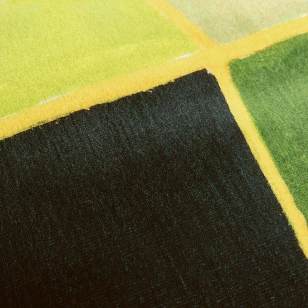 Green and Yellow Geometric Washable Synthetic Area Rug 5' x 7'