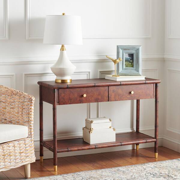 Dark wood and gold console table discount