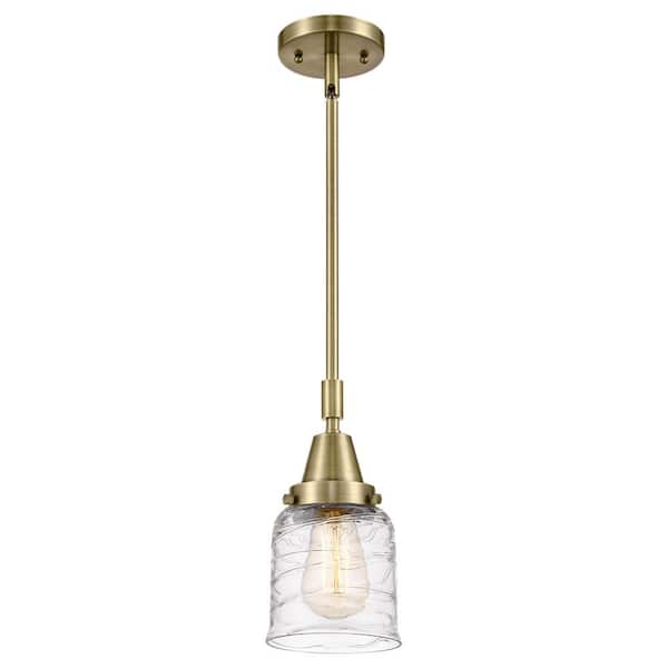 Bell 100-Watt 1-Light Antique Brass Standard Mini Pendant Light with Clear Glass Shade, No Bulbs Included