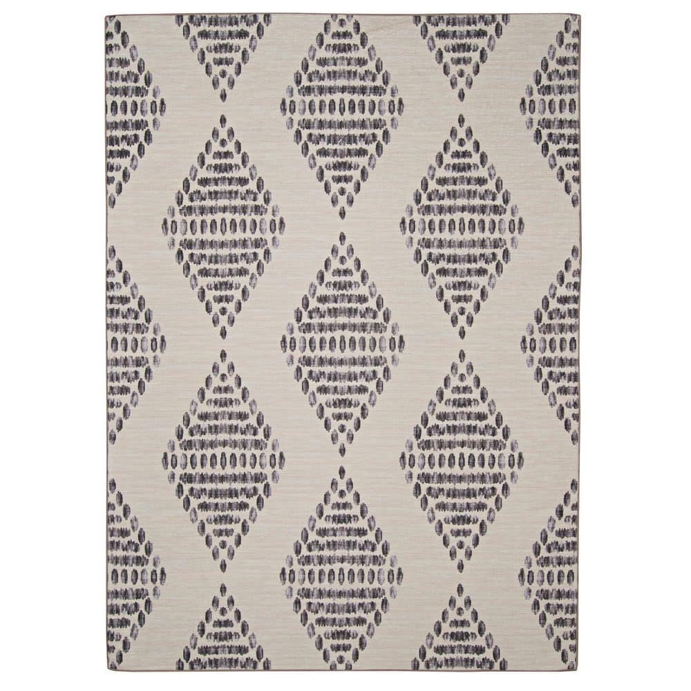 Nashua Ivory and Brown 3 ft. x 5 ft. Washable Geometric Pattern Polyester Indoor/Outdoor Area Rug price history on PriceWatchPro