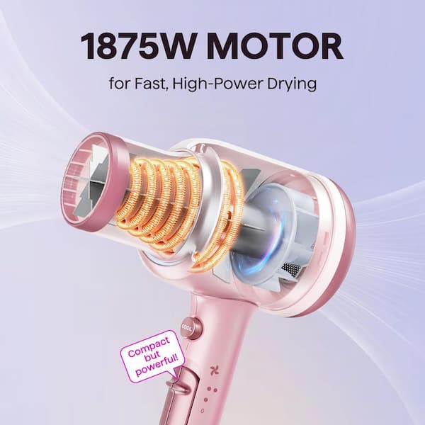 Wudkey 1875-Watt Fast Drying Blown Away Ionic Hair Dryer in Pink