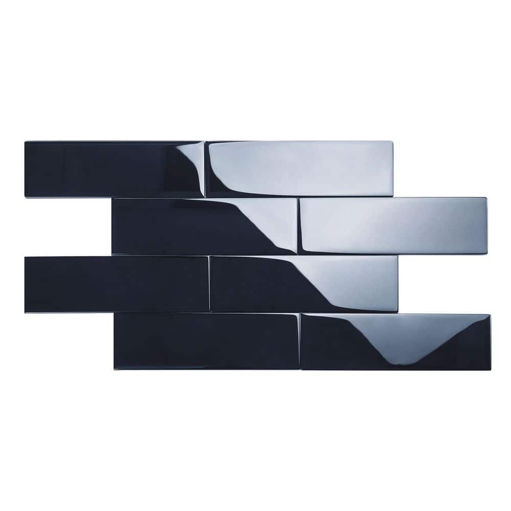 Midnight Blue 4" x 12" Glossy Glass Subway Wall Tile