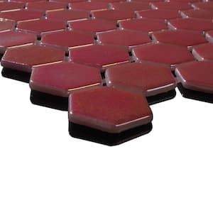 Glass Tile LOVE Burning Love Red 12 in. X 12 in. Hex Glossy Glass Mosaic Tile for Walls, Floors and Pools