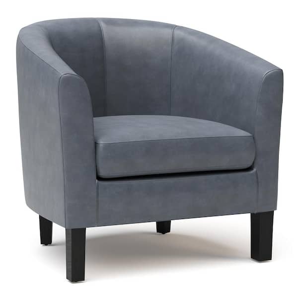 Simpli Home Austin 30 in. Wide Contemporary Tub Chair in Stone Grey Faux Leather