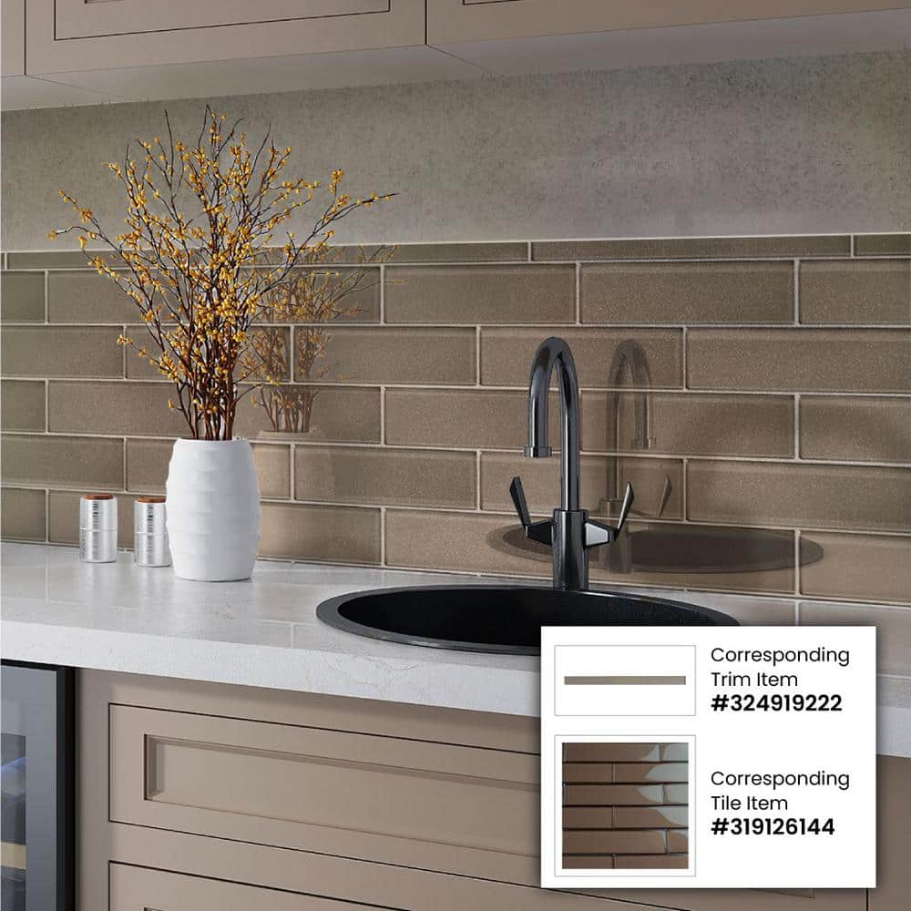Dark Gray 2x8 Polished Glass Subway Mosaic Tile