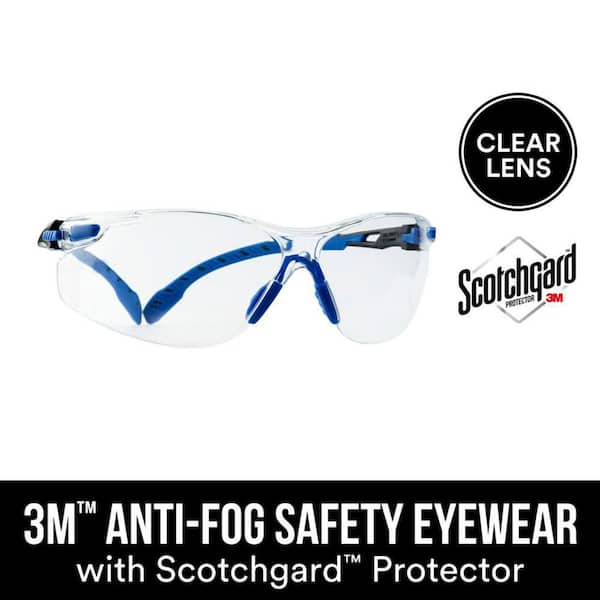 3M Scotchgard Protector Black/Blue Anti-Fog Eyewear with Clear Lens