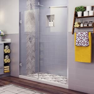 Belmore 70.25 in. to 71.25 in. x 72 in. Frameless Hinged Shower Door in Chrome