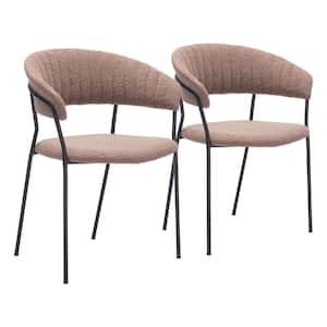 Josephine Brown Boucle Fabric Dining Chair Set - (Set of 2)