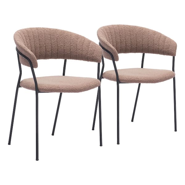 ZUO Josephine Brown Boucle Fabric Dining Chair Set - (Set of 2)
