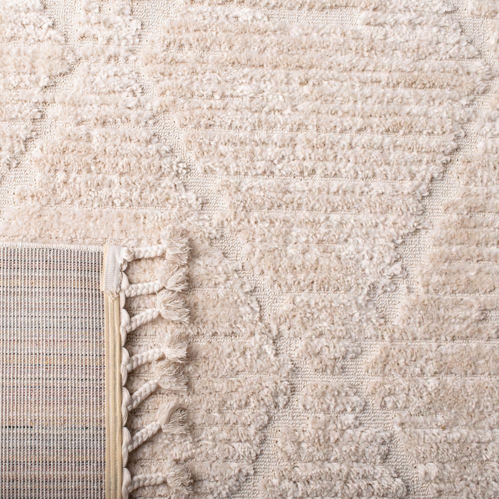Beige Hand-Knotted Wool and Synthetic 8' x 10' Area Rug