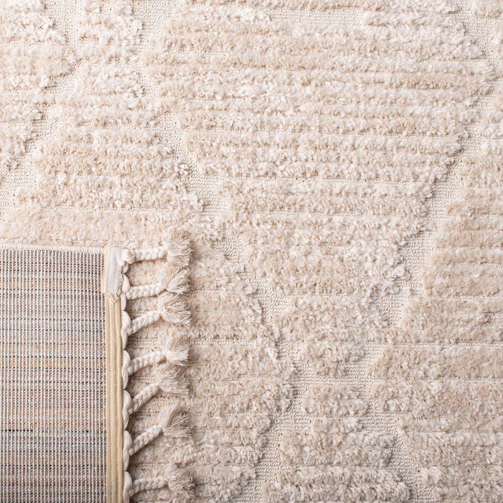 Beige Geometric Trellis Synthetic 9' x 12' Area Rug