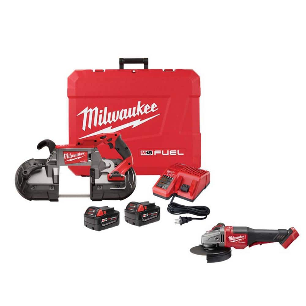 M18 FUEL 18V Lithium-Ion Brushless Cordless Deep Cut Band Saw Kit w/FUEL 4-1/2 In. Grinder -  Milwaukee, 2729-22-2980