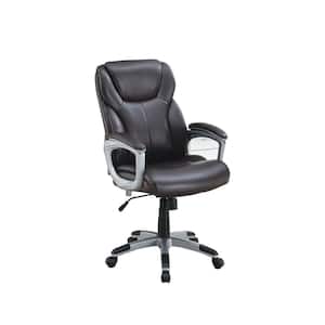 Brown Artificial Leather High-Back Adjustable Height Office Chair