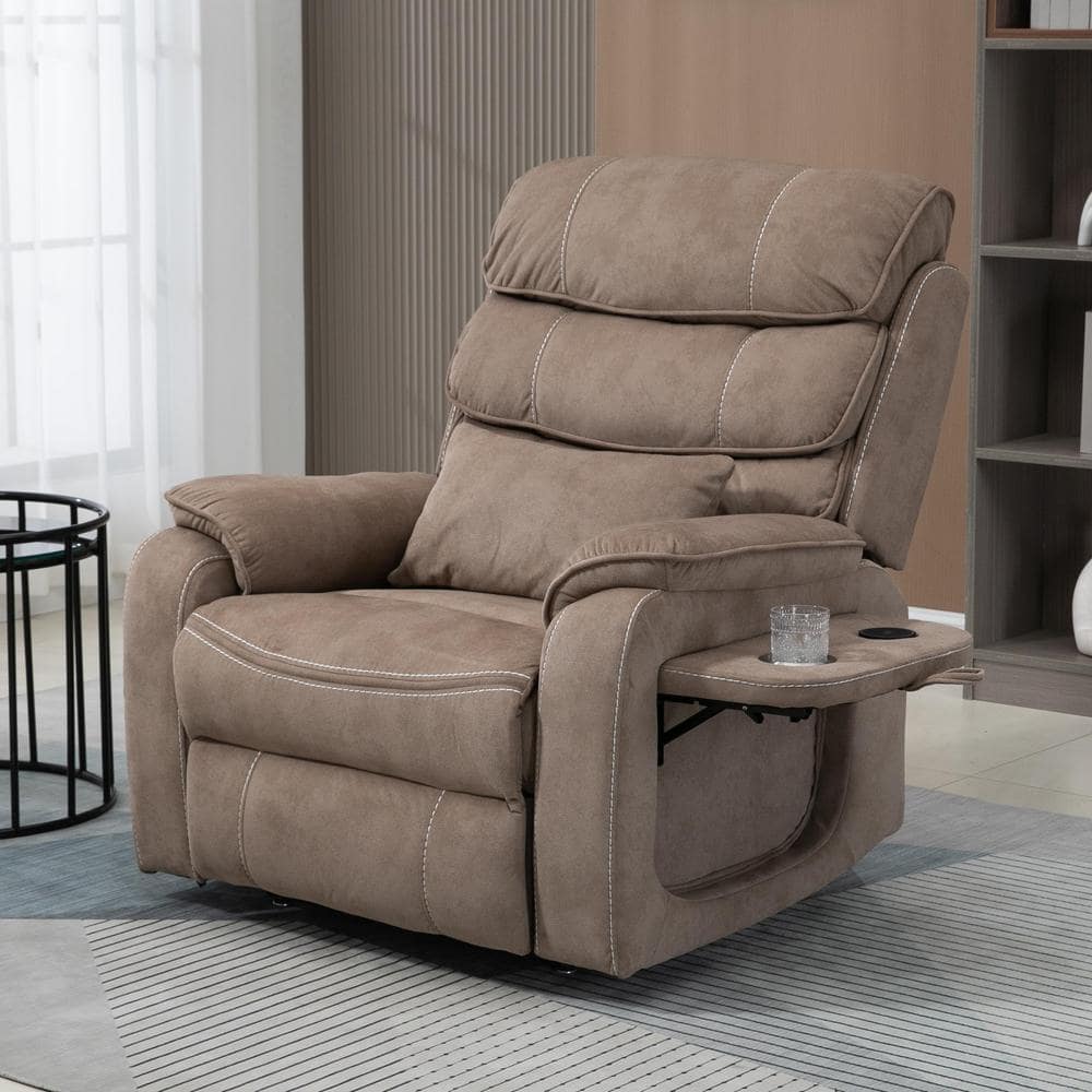 Dual OKIN Motor Velvet Recliner Chair with Massage, Heating, Wireless Charg