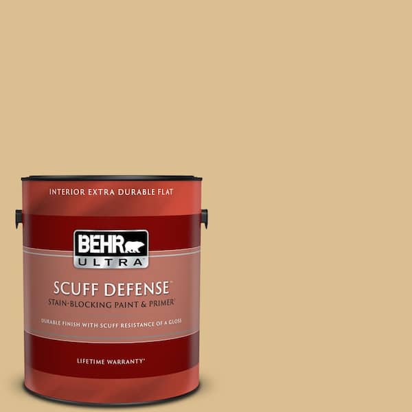 BEHR ULTRA 1 gal. #340F-4 Expedition Khaki Extra Durable Flat Interior Paint & Primer