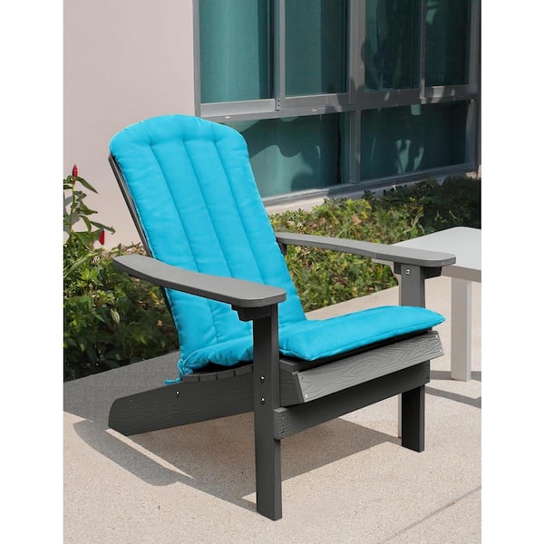 19.7 in. x 18.9 in. Aruba Blue Patio Adirondack Chair Cushion with Straps for Indoor and Outdoor (set of 2)