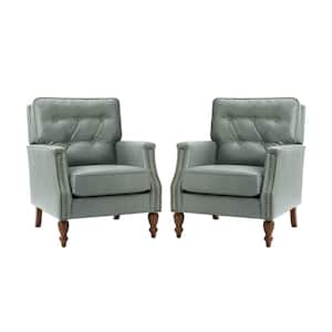 Hunfried Sage Vegan Leather Armchair with Solid Wood Legs (Set of 2)