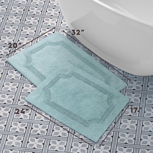 ローラアシュレイ Laura Ashley Solid Reversible Aqua 20 in. x 32 in. 2-Piece Set