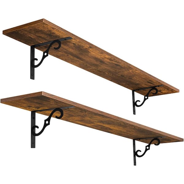 47.3 in. W x 7.9 in. D Rustic Brown Floating Shelves Decorative Wall Shelf Wide Display Shelf Set of 2