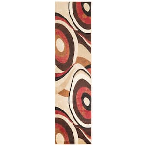 Tribeca Slade Brown/Red 2 ft. x 12 ft. Abstract Runner Rug