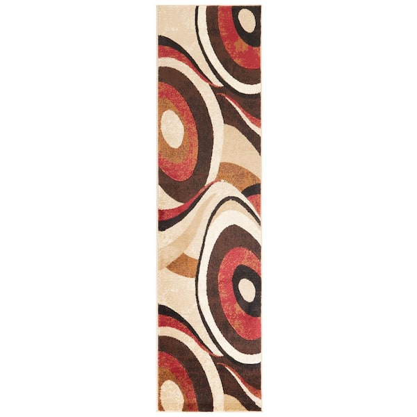 Home Dynamix Tribeca Slade Brown/Red 2 ft. x 12 ft. Abstract Runner Rug