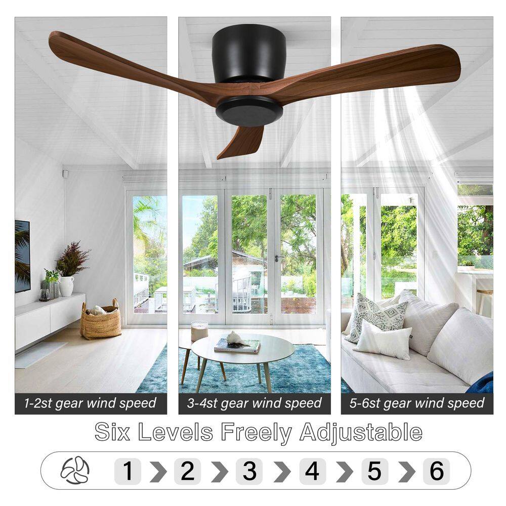48 in. Black Steel Ceiling Fan with Brown ABS Blades and LED Light