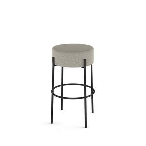 Nathan James Dahlia 26 in. Mid-Century Modern Black Metal Counter Height  Bar Stool with Low Back, and Light Gray Fabric Seat Cushions 21605 - The  Home Depot