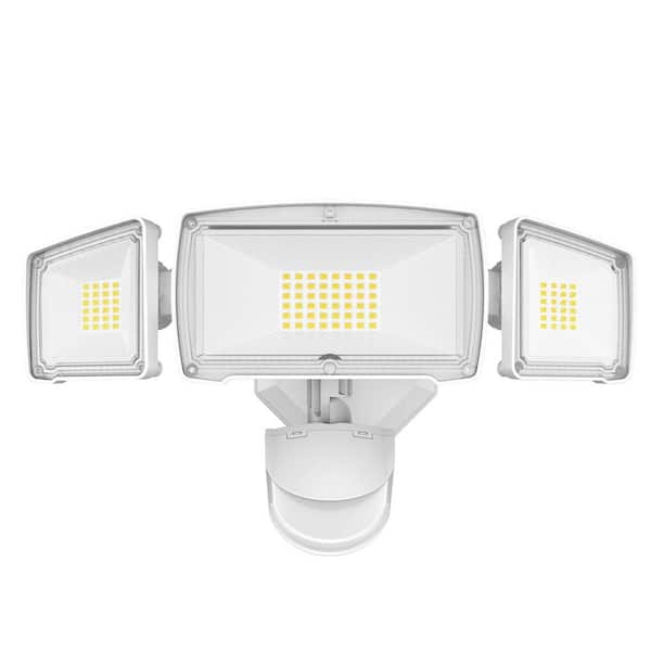 EKIEUDL 38-Watt Equivalent 4200 Lumen 180° White Motion Detection Outdoor Integrated LED Flood Light for Yard (1-Pack)