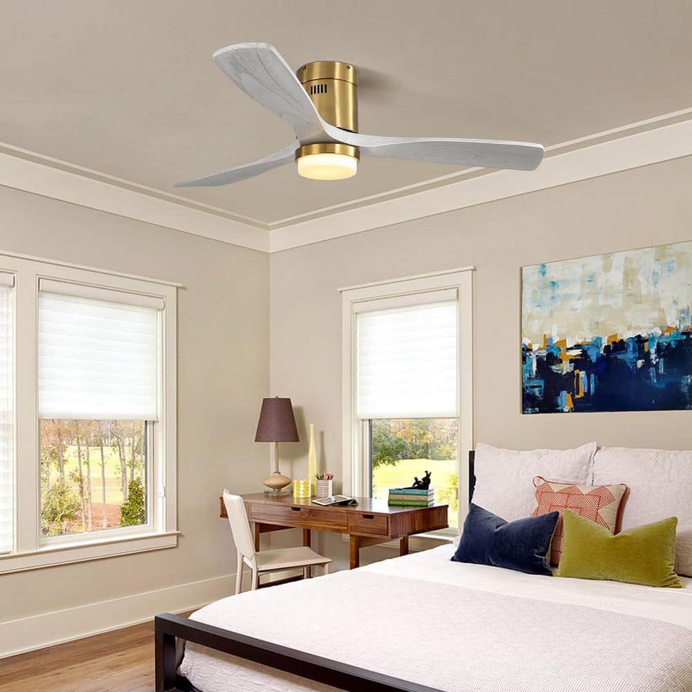 52 in. Indoor Gold Ceiling Fan with Light, 3 Wood Blades, Reversible DC Motor, 3 Colors Adjustable and Remote price history on PriceWatchPro