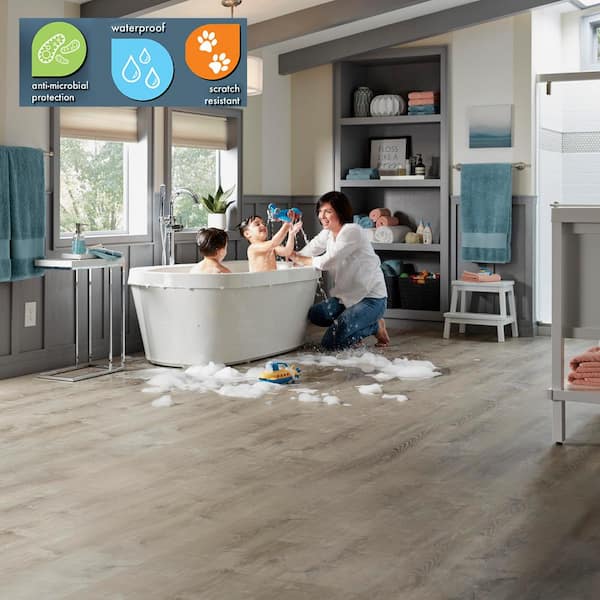 Sterling Oak 22 MIL x 8.7 in. W x 72 in. L Waterproof Click Lock Luxury Vinyl Plank Flooring (26 sq. ft./Case)
