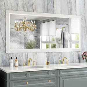 60 in. W x 28 in. H Rectangular Aluminum Alloy Framed and Tempered Glass Wall Bathroom Vanity Mirror in Matte White