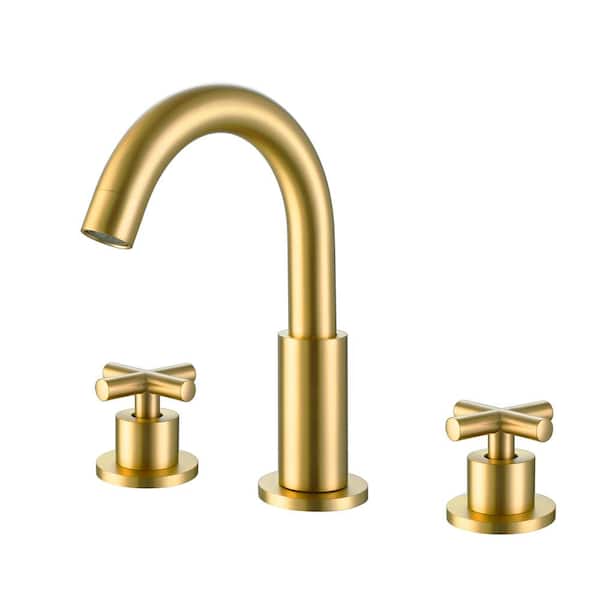 Unbranded 8 in. Widespread 2-Handle Bathroom Faucet in Brushed Gold