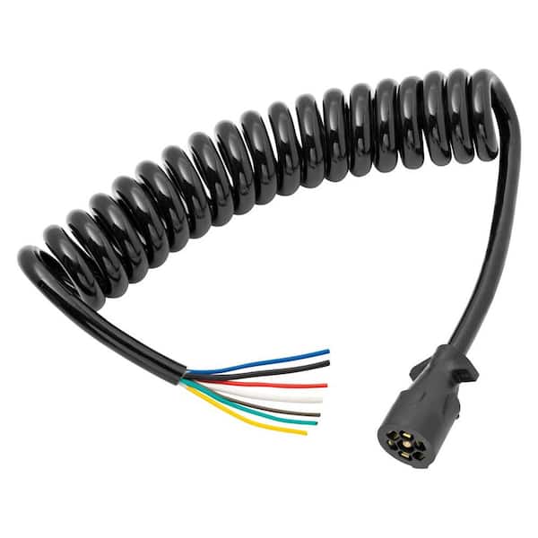 Bargman 8 ft. 7-Way Coiled Wire Tow Trailer Light Connection Harness Cable