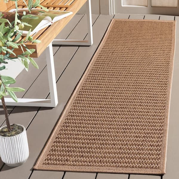 Atrium Sisal Beige 2 ft. x 8 ft. Modern Striped Indoor/Outdoor Runner Rug