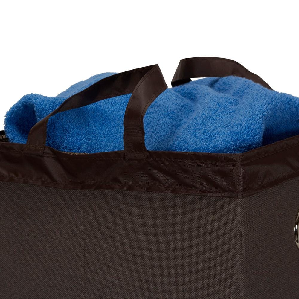 Cobblestone Gray-Brown Collapsible Laundry Hamper with Lid