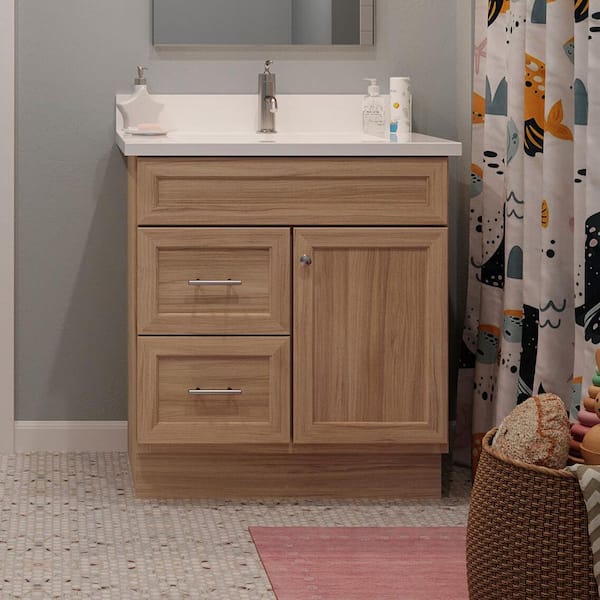Glacier Bay Canfield 30 in. W x 21 in. D x 33.5 in. H Bath Vanity Cabinet without Top in Walnut Finish